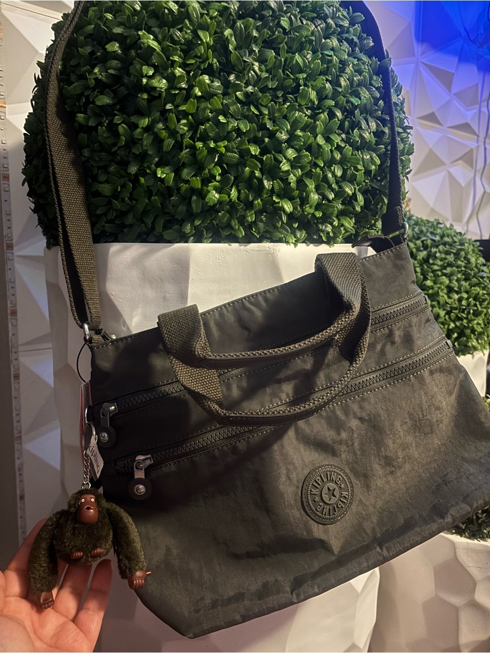 Kipling black Messenger Bag with Monkey Keychain